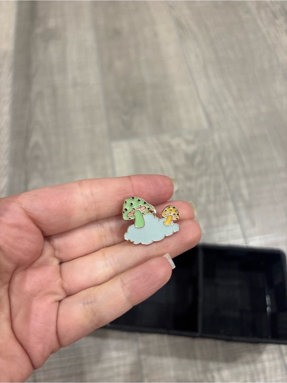 Cute Mushroom Cloud Enamel Pin - Green & Yellow
